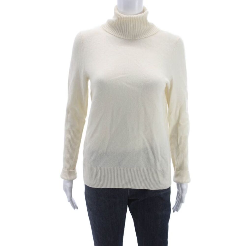 Aqua Cashmere Womens Turtleneck Pullover Ivory Size M